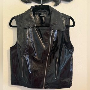 NWT Allegra K Shiny Black Vest